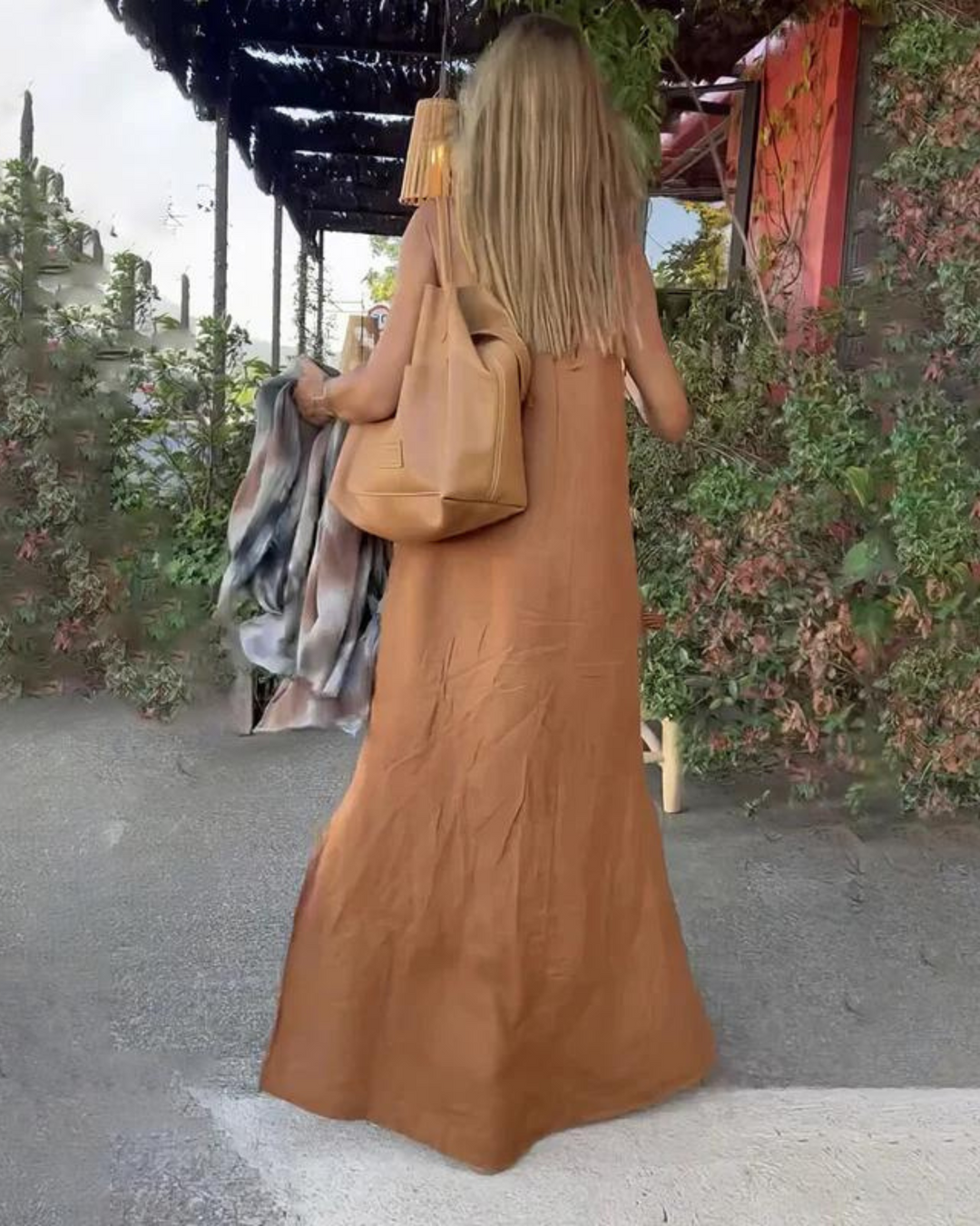 Women's Halter Neck Linen Blend Casual Beach Long Slit  Maxi Dress