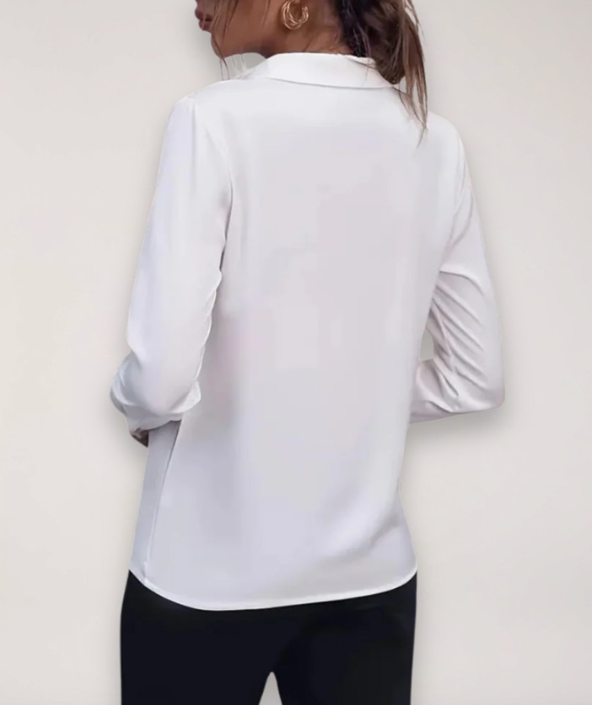 Women's Silk Button Down Shirt Long Sleeve Formal Office Work Blouse Elegant Top