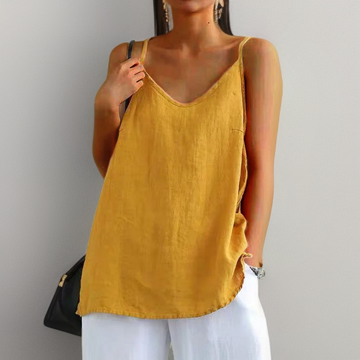 Linen Cami Women's V-Neck Loose Sleeveless Vest Top