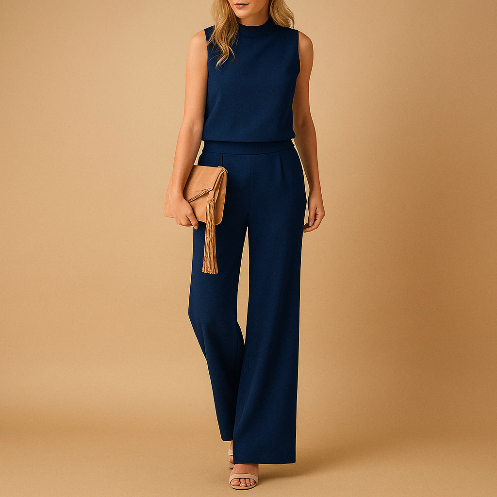 Sleeveless Silk Wide Leg Jumpsuit for Women Office Casual Evening Wear