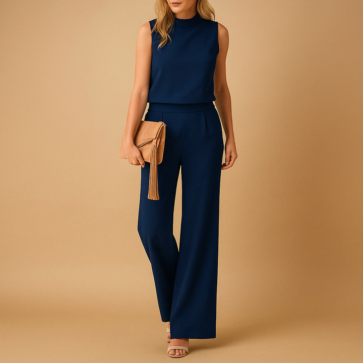 Sleeveless Silk Wide Leg Jumpsuit for Women Office Casual Evening Wear