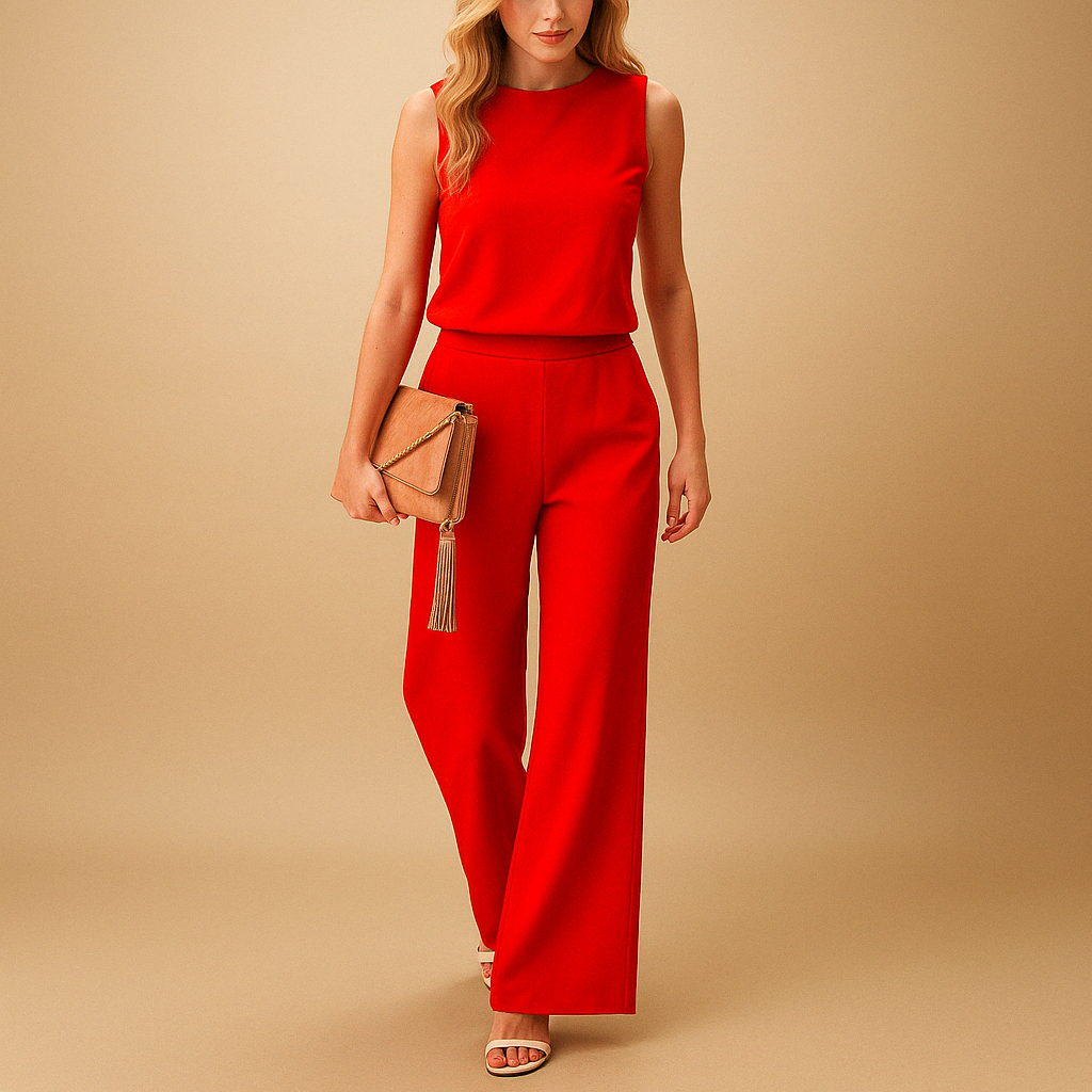 Women's Linen Sleeveless High Neck Wide Leg Jumpsuit Romper
