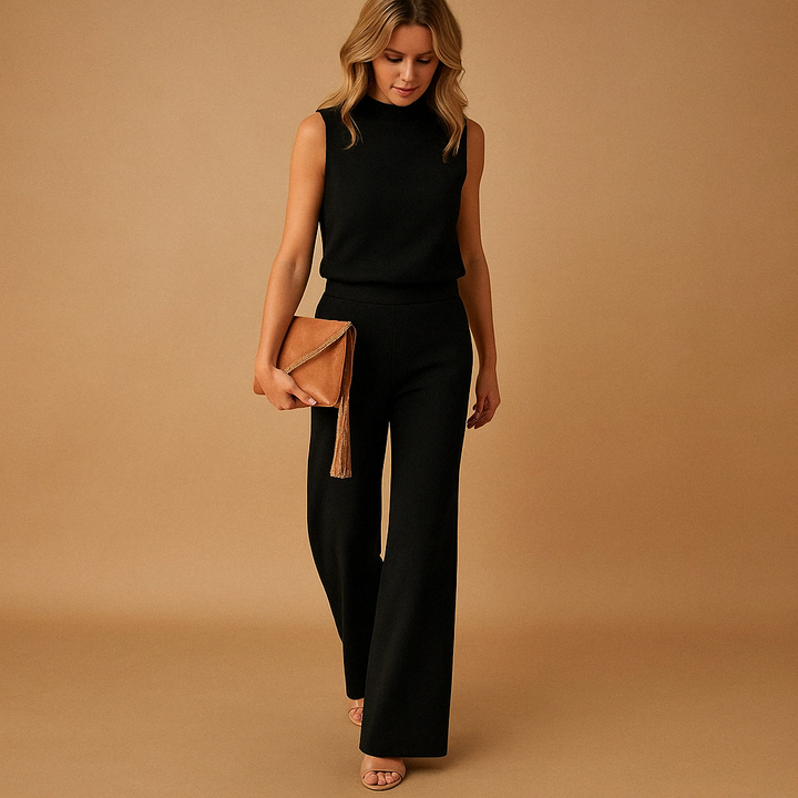 Sleeveless Silk Wide Leg Jumpsuit for Women Office Casual Evening Wear