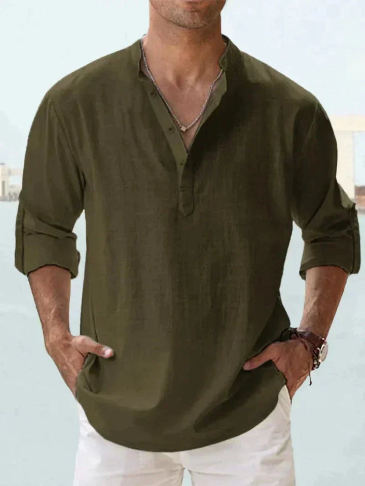 Men's Linen Shirt Relaxed Fit Breathable Beach Leisure Top