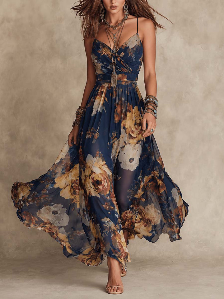 Women's Floral Chiffon Cami Maxi Dress