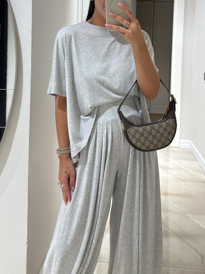 Women's Knit Loungewear Set Wide Leg Pants Matching Co-ord