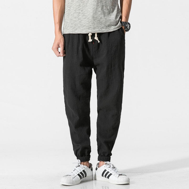 Men's Linen Joggers Lightweight Trousers Relaxed Fit Casual Pants