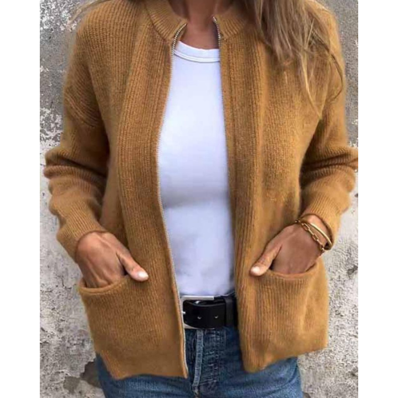 Women's Wool Knit Zip Up Cardigan Jacket