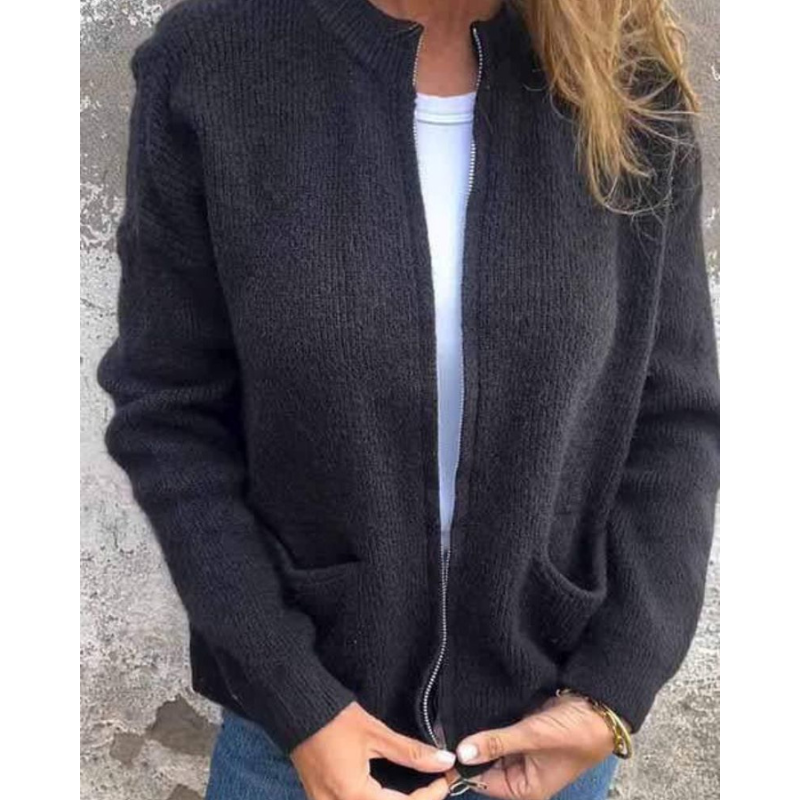 Women's Wool Knit Zip Up Cardigan Jacket
