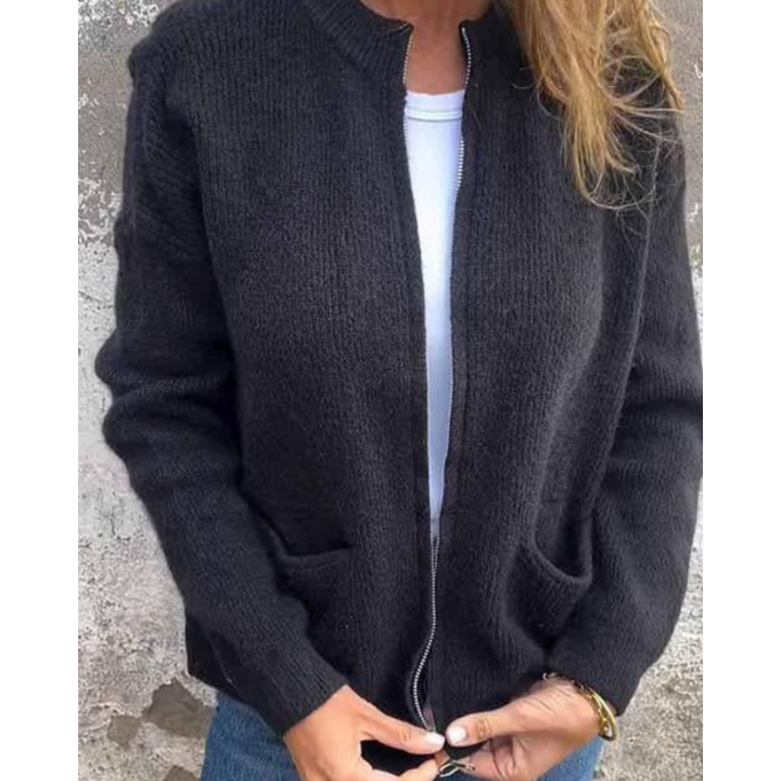 Women's Wool Knit Zip Up Cardigan Jacket