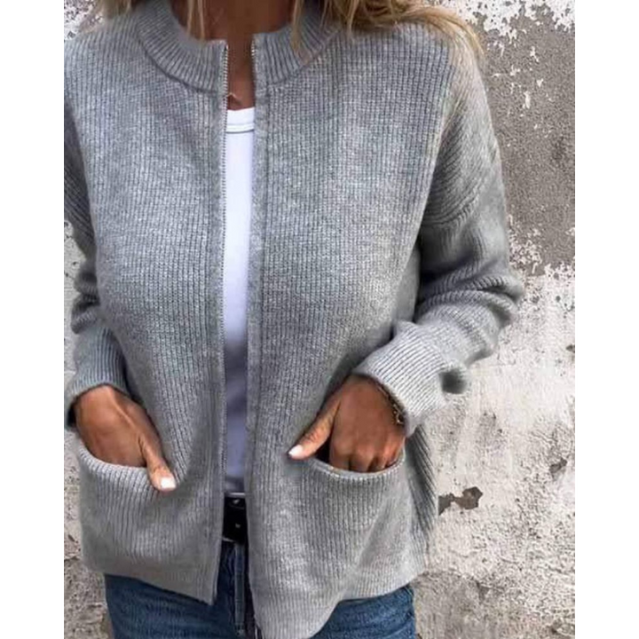 Women's Wool Knit Zip Up Cardigan Jacket