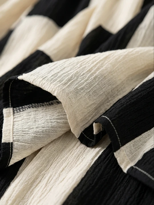 Női ujjatlan, lenvászonból készült, geometrikus patchwork mintás, lenge maxi ruha