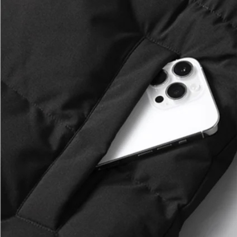 Men's Fleece Hooded Long Down Coat