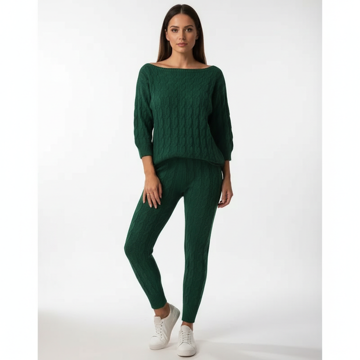 Women's Knit Loungewear Set Cable Tracksuit Co-ord