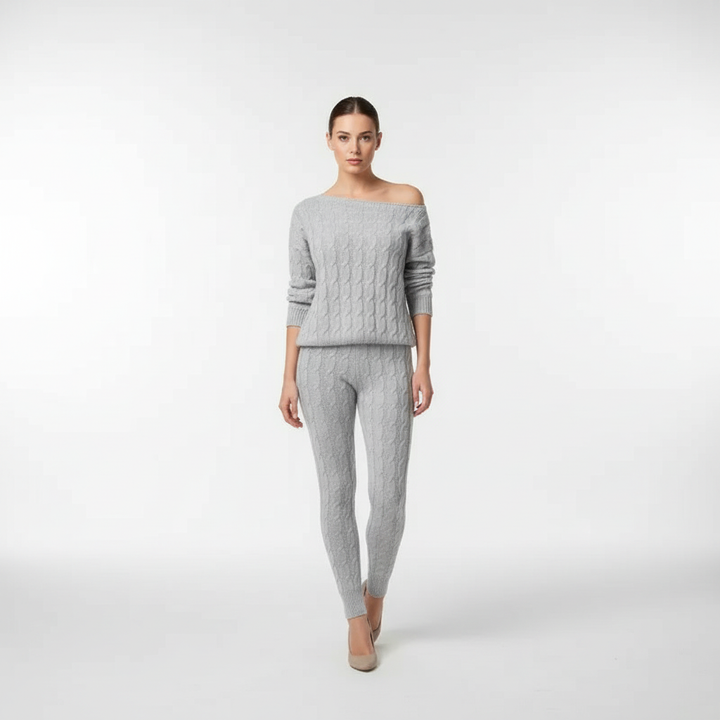 Women's Knit Loungewear Set Cable Tracksuit Co-ord