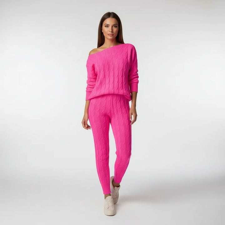 Women's Knit Loungewear Set Cable Tracksuit Co-ord