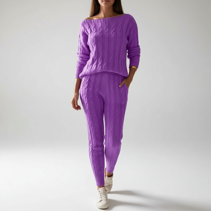 Women's Knit Loungewear Set Cable Tracksuit Co-ord