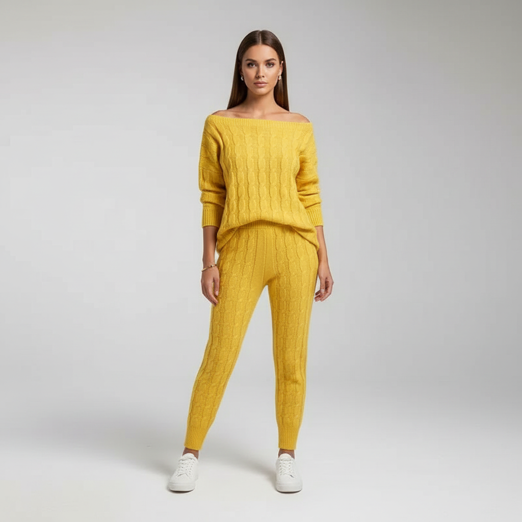 Women's Knit Loungewear Set Cable Tracksuit Co-ord