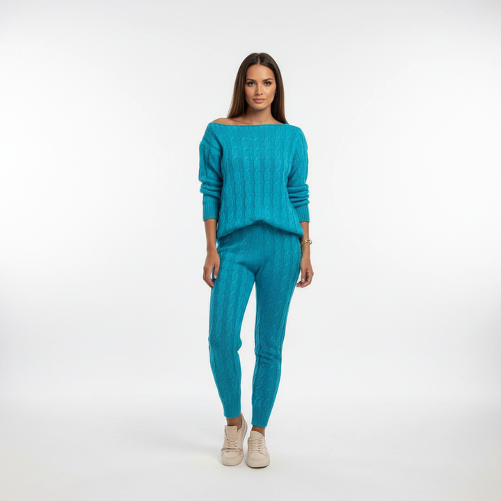 Women's Knit Loungewear Set Cable Tracksuit Co-ord
