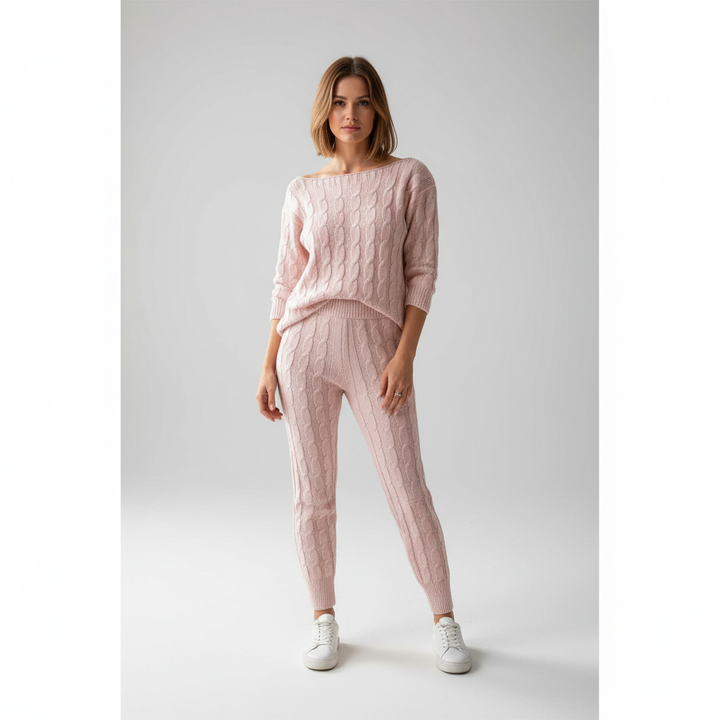 Women's Knit Loungewear Set Cable Tracksuit Co-ord