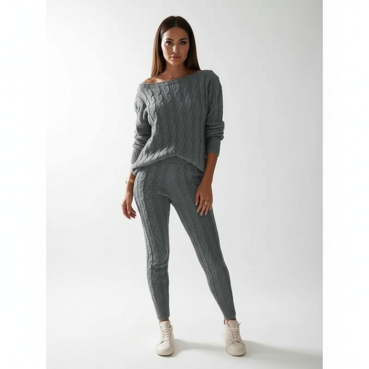 Women's Knit Loungewear Set Cable Tracksuit Co-ord