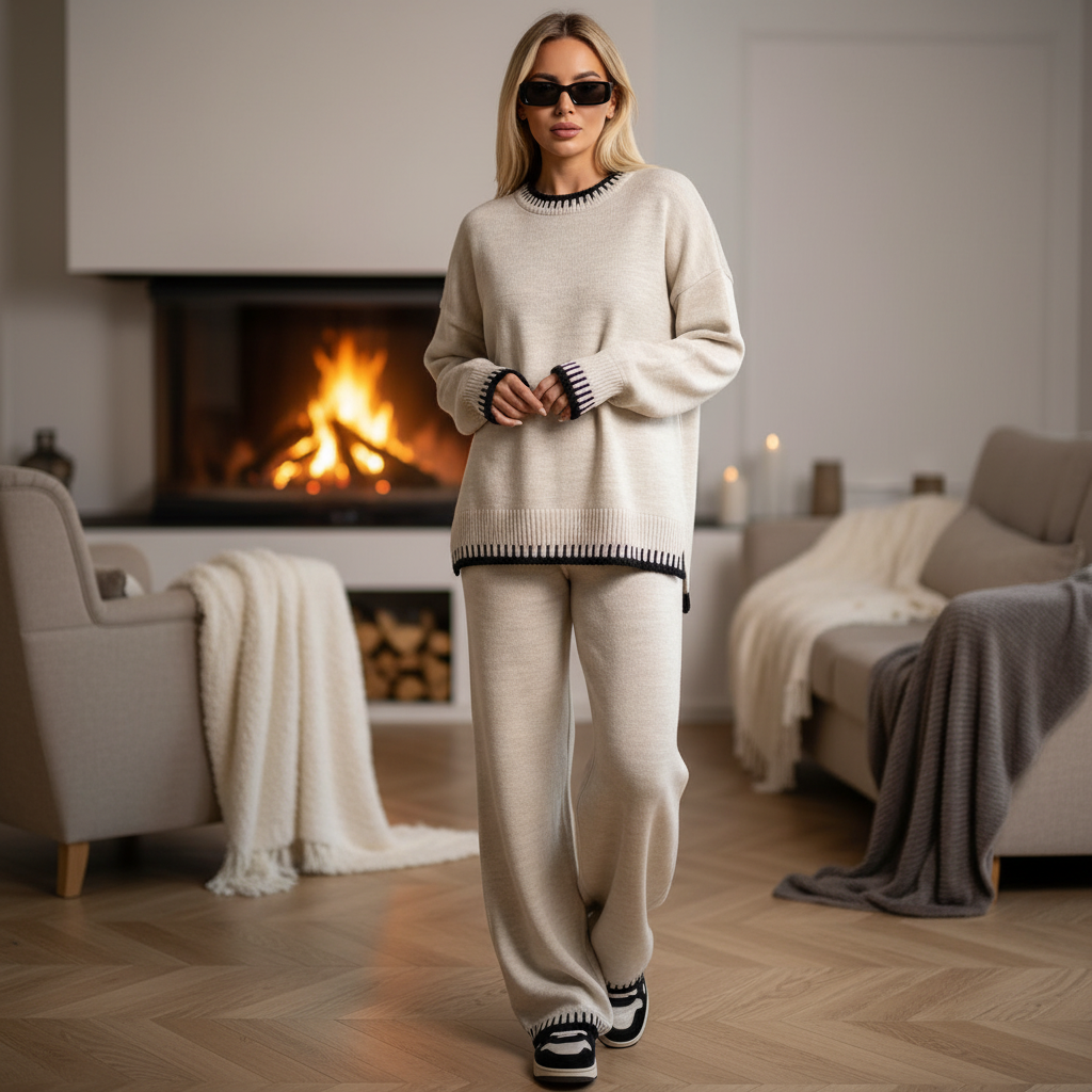 Women's Wool Mix Two Piece Knit Set