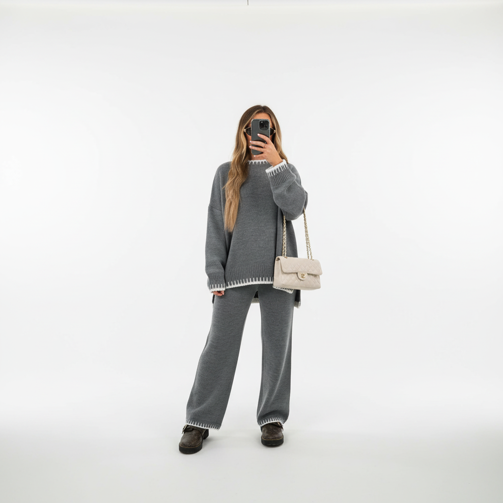 Women's Wool Mix Two Piece Knit Set