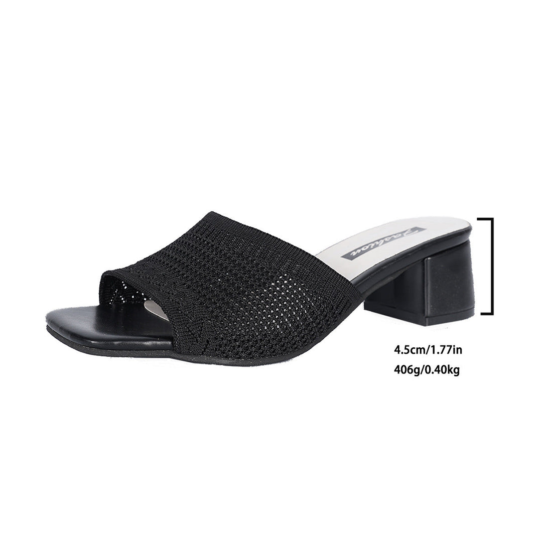 Women's Knit Square-Toe Block-Heel Mules
