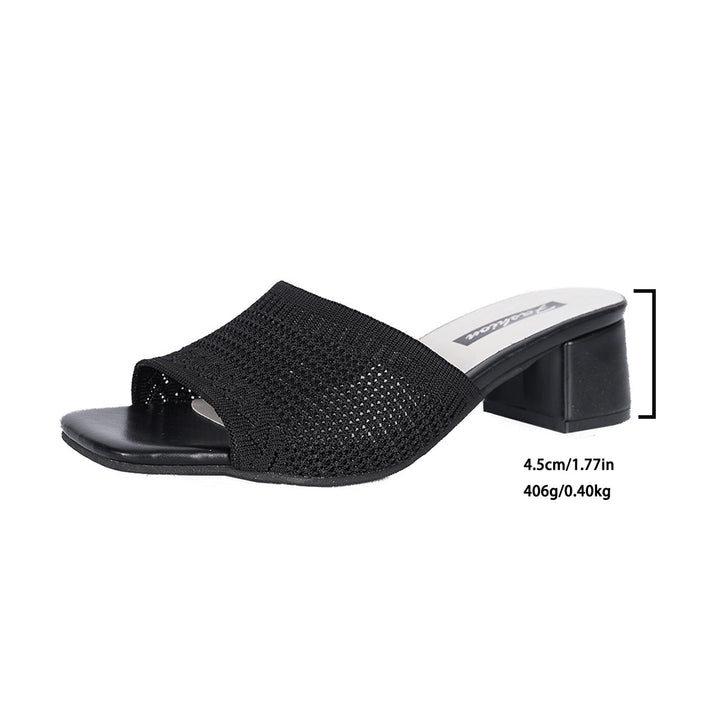 Women's Knit Square-Toe Block-Heel Mules