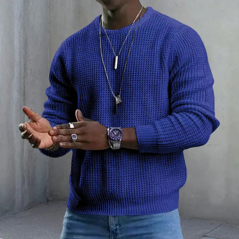Men's Knit Crewneck Sweater Wool Long Sleeve Pullover