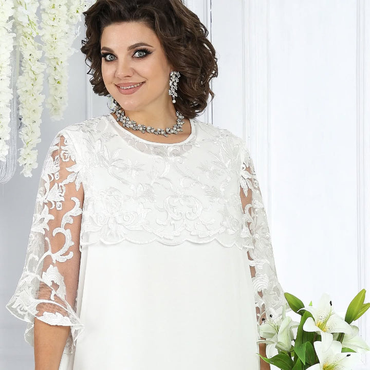 Women’s Chiffon & Lace Layered Midi Shift Dress