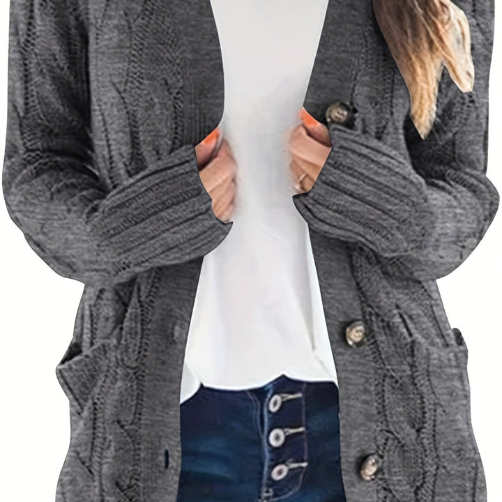 Women's Cardigan Sweater Cable Knit Wool Open Front Jumper