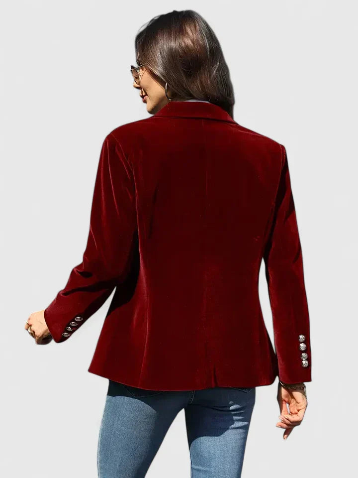Women's Velvet Blazer Suit Jacket Casual Work Office Coat