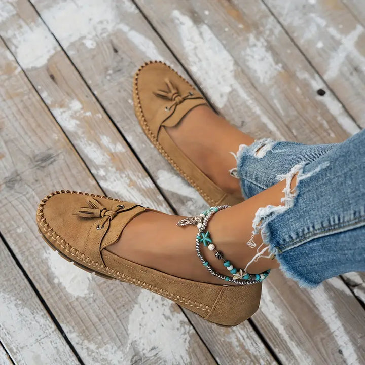 Loafers Womens Suede Slip On Flat Shoes