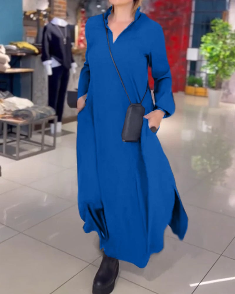 Women's Maxi Shirt Dress Linen Long Sleeve Tunic