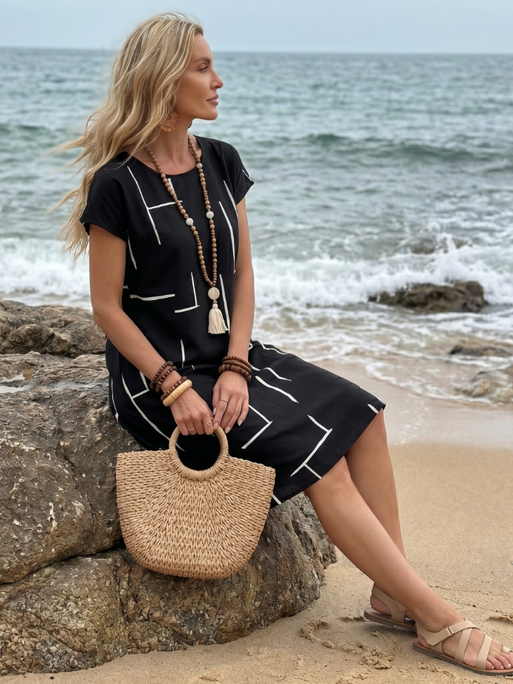 Women's Linen Shift Dress Casual Tunic