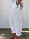 Linen Women's Trousers Loose Fit Casual Wide Leg Pants