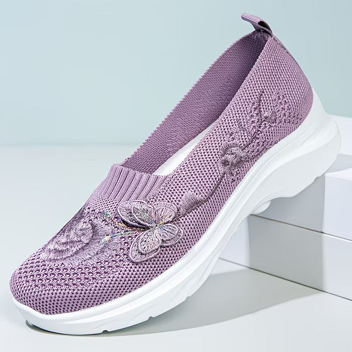 Women Knit Slip On Trainers Loafers Walking Shoes