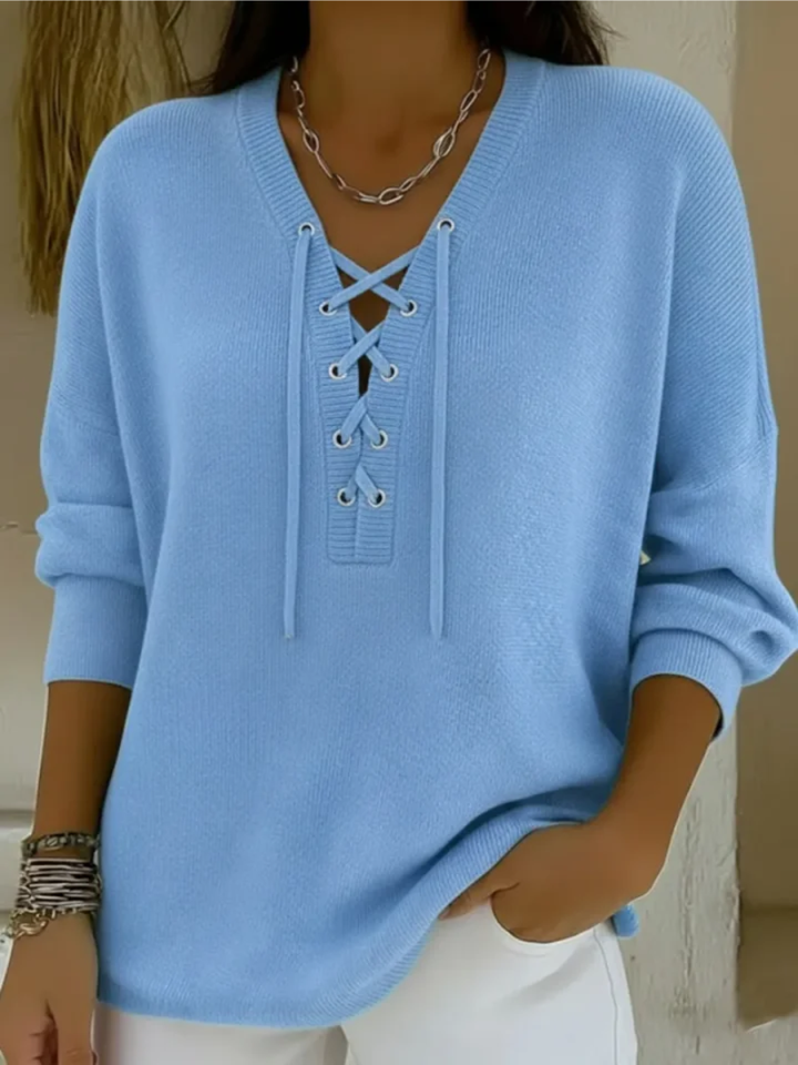 Women Knit Wool V-Neck Sweater Jumpers