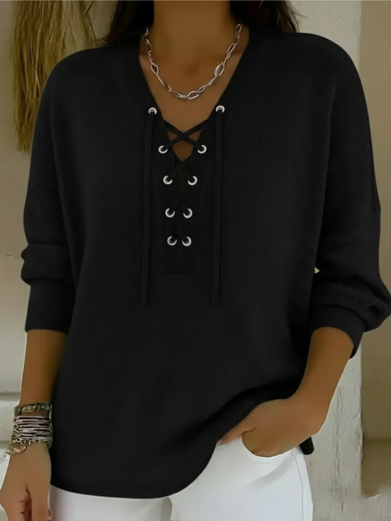 Women Knit Wool V-Neck Sweater Jumpers