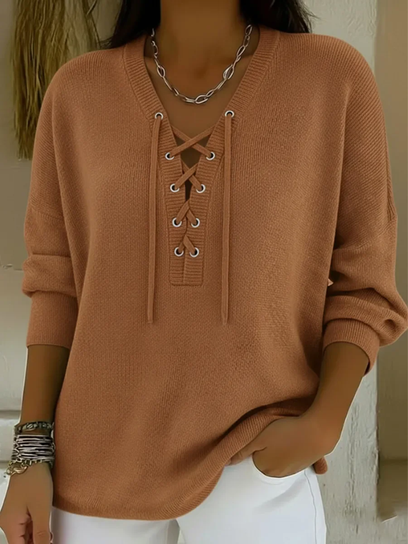 Women Knit Wool V-Neck Sweater Jumpers