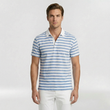 Knit Polo Shirt Men's Striped Short Sleeve Merino Wool Top