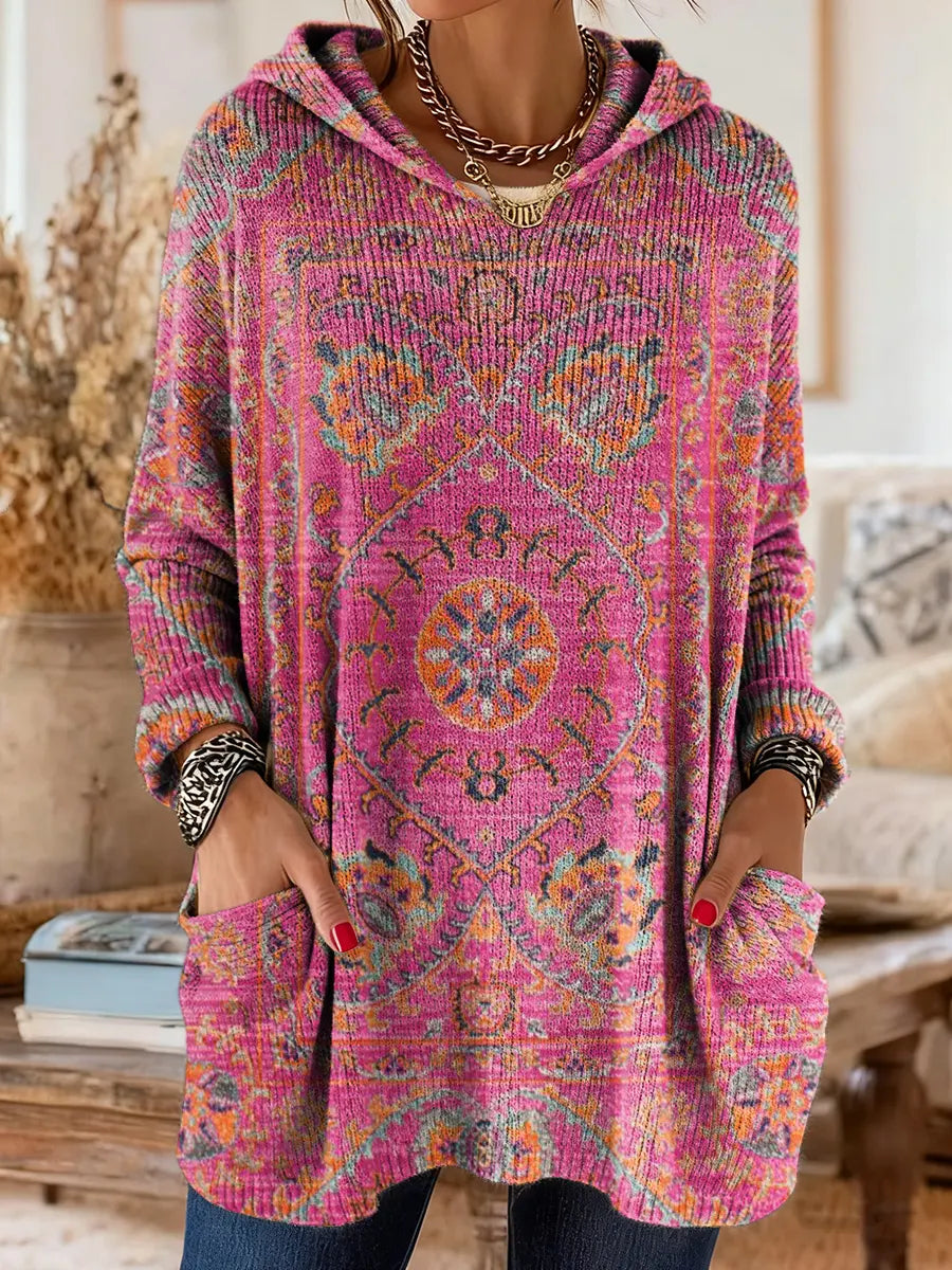 Women’s Fleece Hooded Jumper Knit Pullover Top