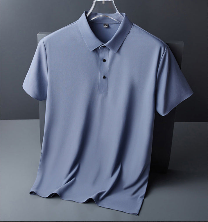 Men's Linen Blend Knit Polo Shirt Premium Short Sleeve Top
