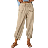 Women's Linen Trousers Relaxed Fit Joggers