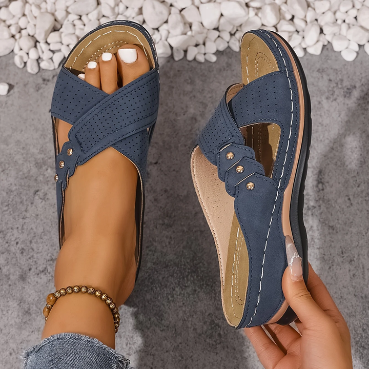 Women’s Leather Arch-Support Wedge Sandals