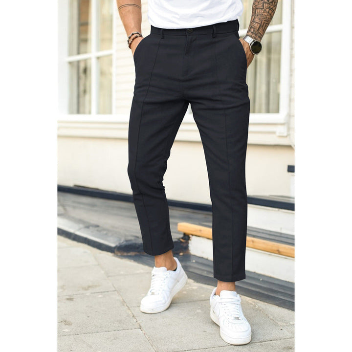 Men's Merino Wool Blend Slim Fit Tapered Dress Trousers