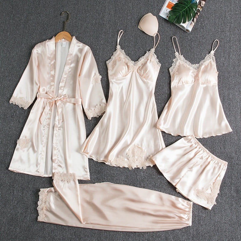 Women's Satin Pajama Set with Robe