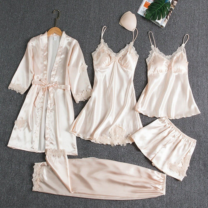 Women's Satin Pajama Set with Robe