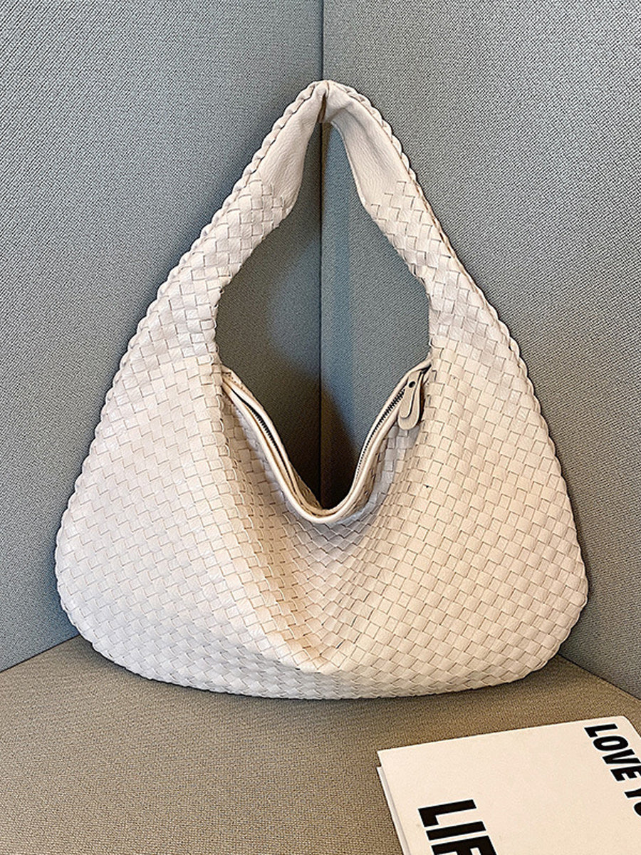 Women Woven Leather Hobo Bag Knot Shoulder Purse